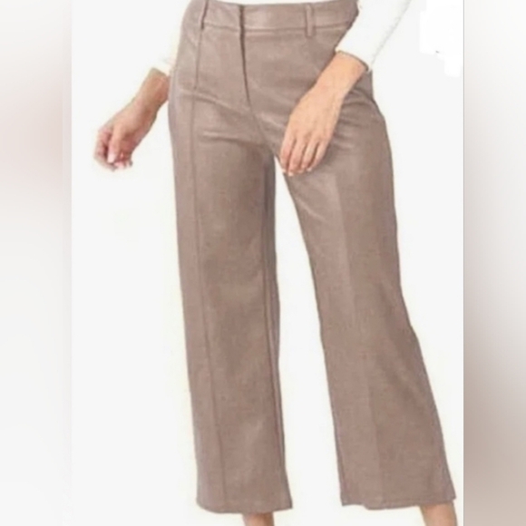 New 7 for all mankind green cropped faux leather pants